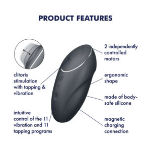 Satisfyer Tap & Climax 1 - Grey - Grey USB Rechargeable Pulsing Stimulator