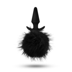 Anal Adventures Platinum Rabbit Tail Plug - Black 10 cm Butt Plug with Bunny Tail