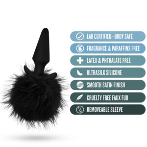 Anal Adventures Platinum Rabbit Tail Plug - Black 10 cm Butt Plug with Bunny Tail