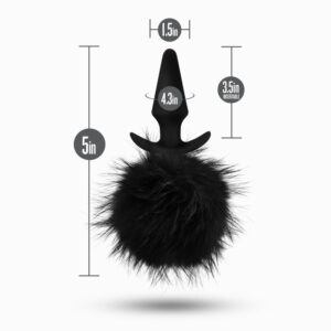 Anal Adventures Platinum Rabbit Tail Plug - Black 10 cm Butt Plug with Bunny Tail