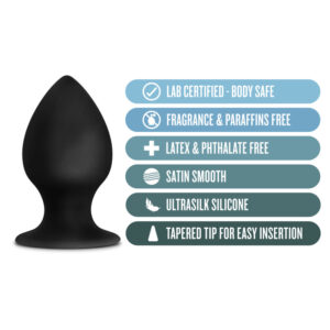 Anal Adventures Platinum Anal Stout Plug - Medium - Black 7.6 cm Medium Butt Plug