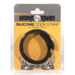 Boneyard Silicone Cock Strap Black - Black 3-Snap Adjustable Cock Ring