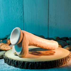 Evolved PEEK A BOO VIBRATING DILDO LIGHT - Flesh 20.3 cm USB Rechargeable Vibrating Uncut Dong
