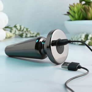 Evolved ADVANCED METAL PLUG - Black Chrome 13.8 cm USB Rechargeable Vibrating Butt Plug