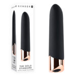 Gender X THE GOLD STANDARD - Black/Rose Gold 10 cm USB Rechargeable Bullet