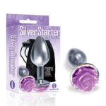 The 9's The Silver Starter - Silver 7.1 cm (2.8'') Butt Plug with Purple Rose Bottom