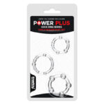 Power Plus Triple Beaded Ring Set - Clear Cock Rings - Set of 3