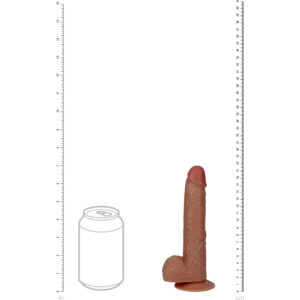 REALROCK 18cm Vibrating Cock + Balls - Tan - Tan 17.8 cm (7'') USB Rechargeable Vibrating Dong