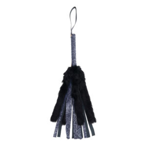 Sex & Mischief Cougar Faux Fur Flogger - Navy Blue/Black Furry Flogger Whip