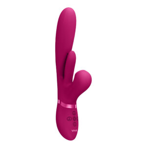 VIVE Ena - Pink - Pink 25 cm USB Rechargeable Thrusting Vibrator with Air Wave Stimulator