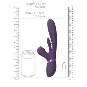 VIVE Ena - Purple - Purple 25 cm USB Rechargeable Thrusting Vibrator with Air Wave Stimulator