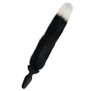 WhipSmart Furry Tales Silicone Foxtail Rechargeable Butt Plug - Black 9.5 cm Vibrating Butt Plug with Black Fox Tail & Remote Control