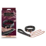 Bondage Couture Collar & Leash - Black - Black Restraint