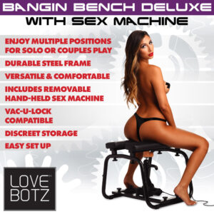 LoveBotz Bangin Bench Deluxe with Sex Machine - Black Sex Bench with Mains Powered Machine
