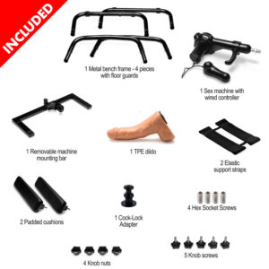 LoveBotz Bangin Bench Deluxe with Sex Machine - Black Sex Bench with Mains Powered Machine