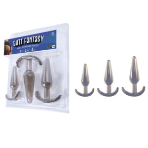 Butt Fantasy Triple Tapered Anal Plug Set - Black - Black Beginners Butt Plugs - Set of 3 Sizes
