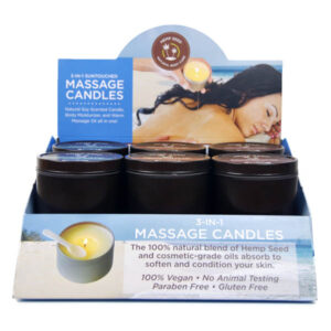 Hemp Seed 3-In-1 Massage Candle - Counter Display of 12 with Tester