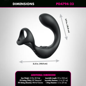 Anal Fantasy Elite Ass-Gasm Taint-alizer - Black USB Rechargeable Prostate Massage with Cock Ring