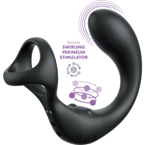 Anal Fantasy Elite Ass-Gasm Taint-alizer - Black USB Rechargeable Prostate Massage with Cock Ring