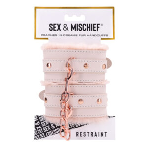 Sex & Mischief Peaches n CreaMe Fur Handcuffs - Peach Restraints