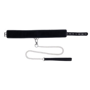 EDGE Collar & Leash - Black Neck Restraint with Heavy Duty Metal Leash